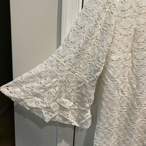 Ivory Lace Midi Dress with bell sleeves